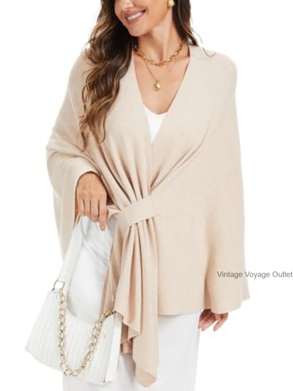 100% Viscose Open Front Poncho Sweater Wrap Shawl Cape One Size